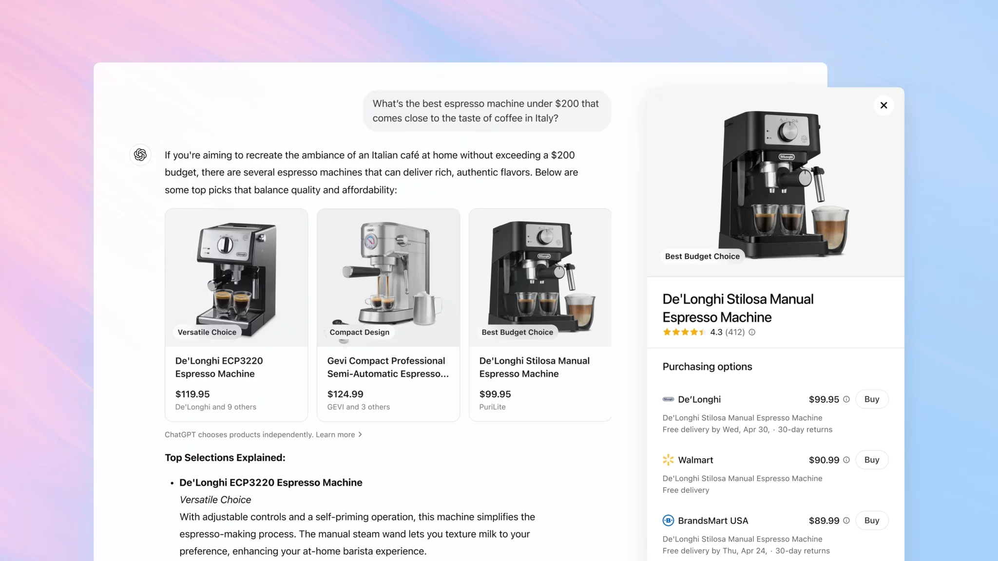 OpenAI's in chat shopping visibility