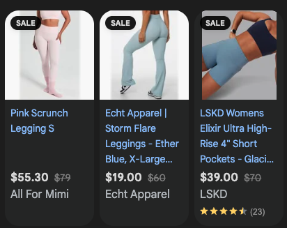 Google Shopping sale price formatting example